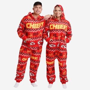 Kansas City Chiefs Ugly Pattern All Over Print One Piece Pajamas Unisex Size S